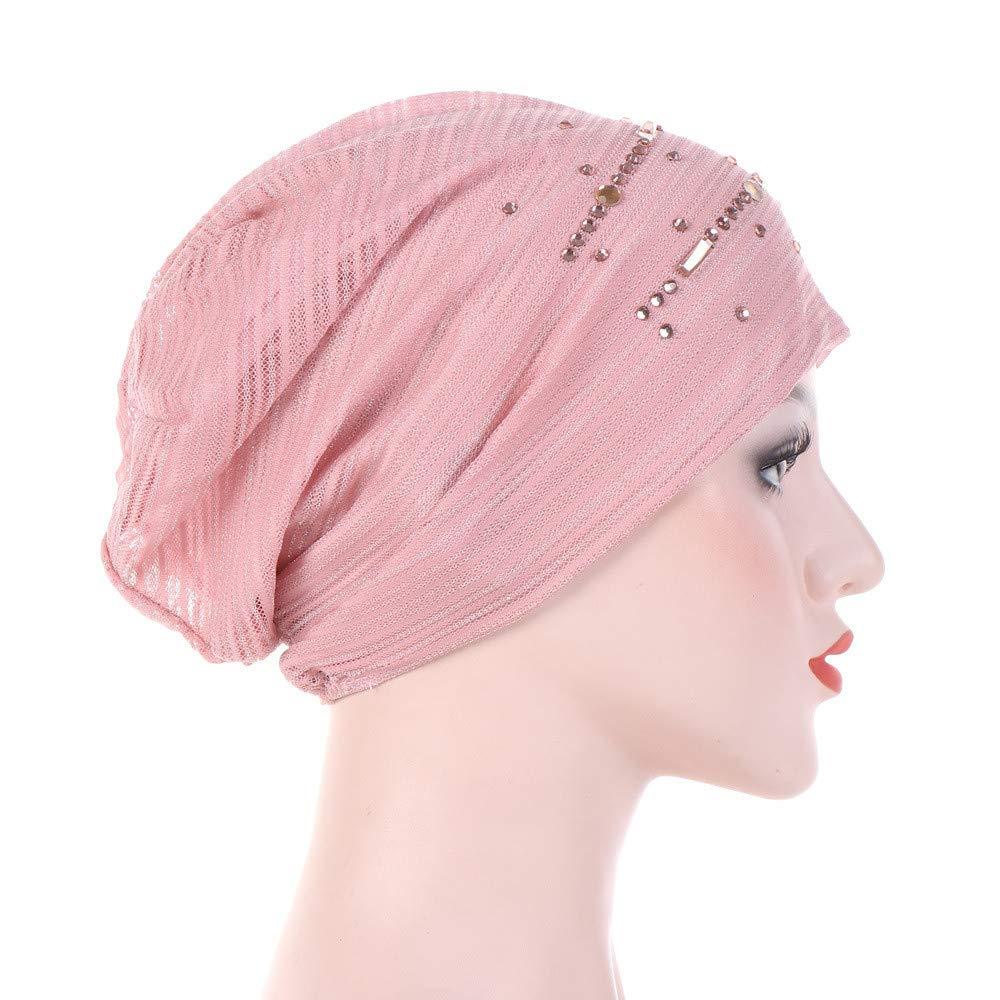 Generic Cotton Slouchy Beanie Soft Lightweight Summer Beanie Headwear Beanie Turban Adult Hats Cap for Women (Pink, One Size)