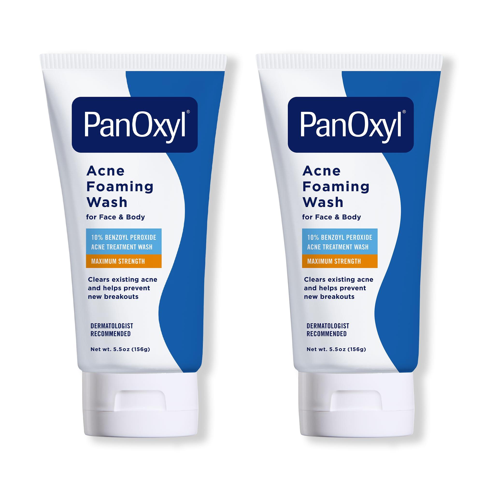PanOxyl PanOxyl Acne Foaming Wash Benzoyl Peroxide 10% Maximum Strength Antimicrobial, 5.5 Oz (Pack of 2)