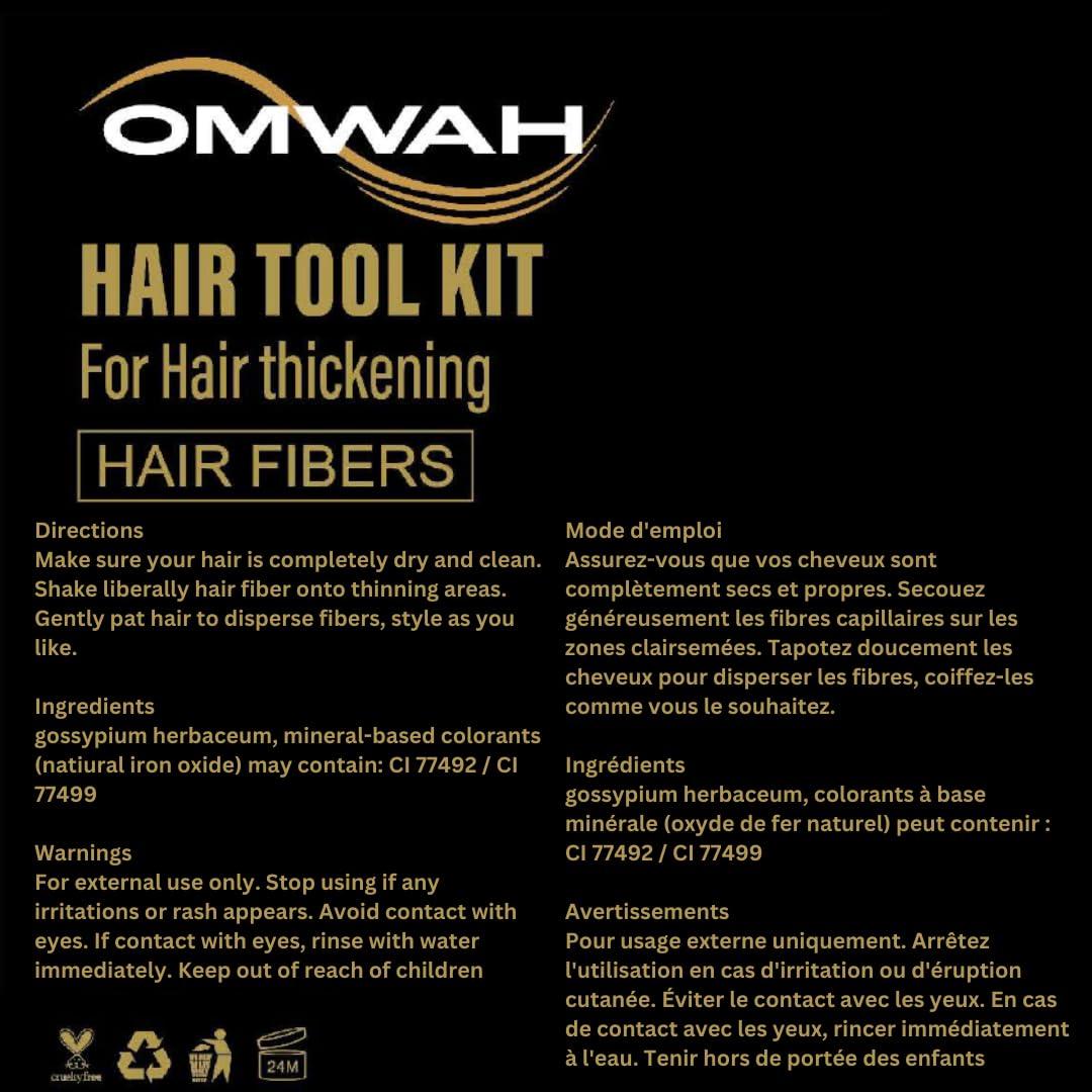 OMWAH OMWAH Natural Hair Fibers for Thinning Hair - 2-in-1 Kit 27.5g Bottle - Natural Undetectable Thick Hair Fibers & Spray Applicator Pump Nozzle, Conceals Hair Loss (Dark Brown)