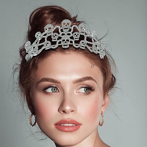 GMBYLBY GMBYLBY Hair Hoop Silver Rhinestones Cosplay Headwear Skull Headband Cosplay Supplies Headband Skull Hairband Photo Props Skull Headb