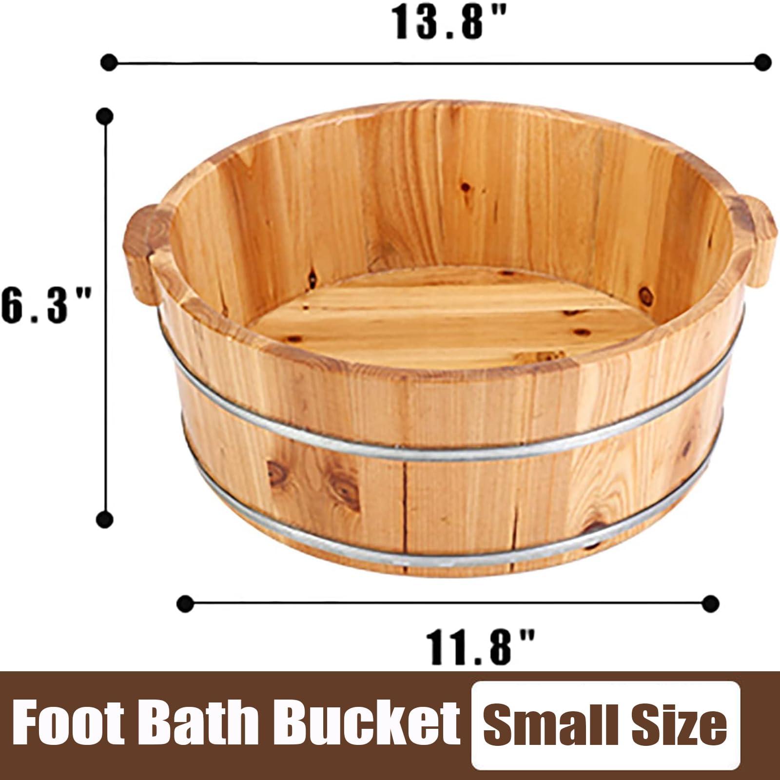 PAILON PAILON Wooden Foot Bath Bucket, Pedicure Bowl Foot Spa Massage Pedicure Barrels, Solid Wood Foot Tub for Soaking Feet, Seamless Splicing (1Pcs)