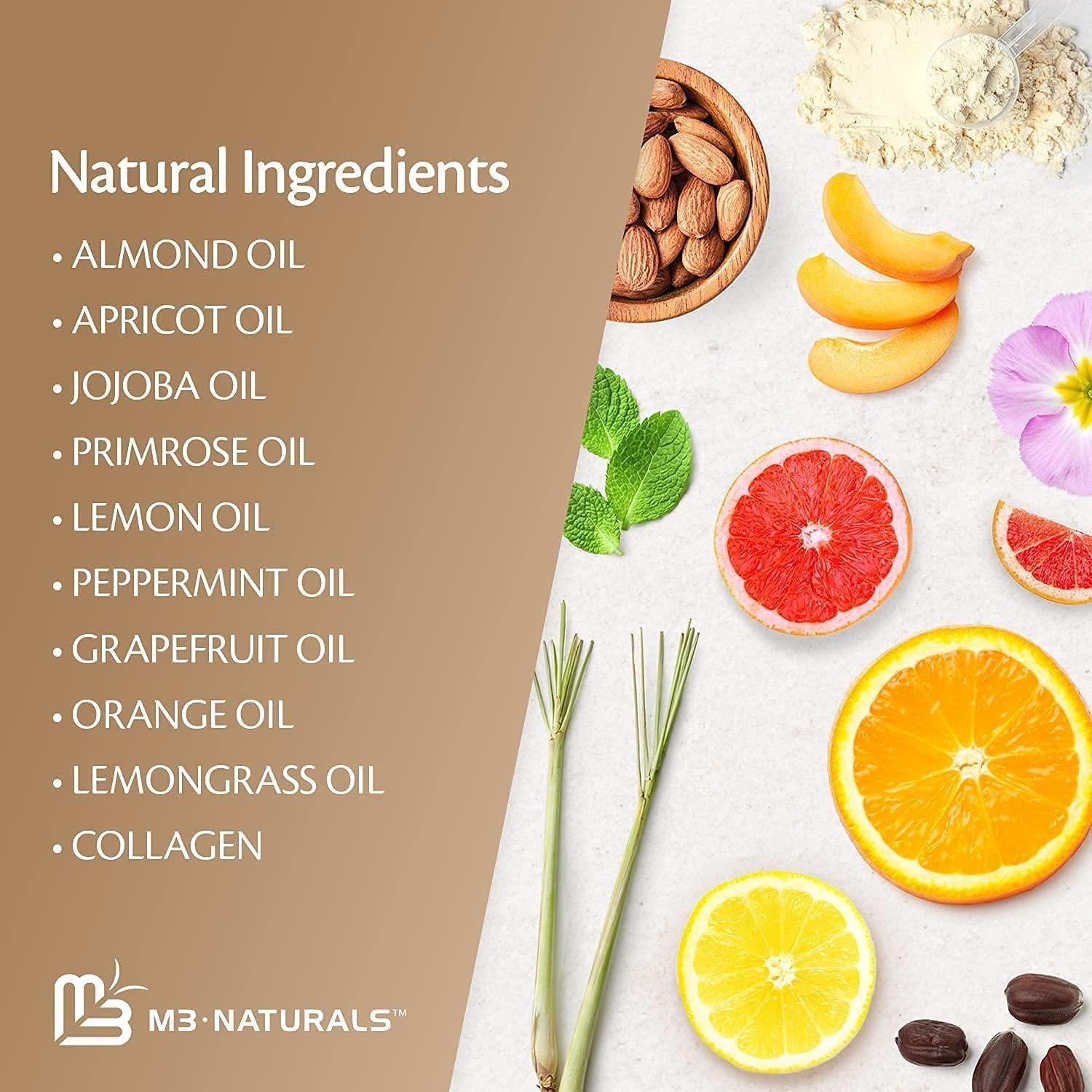 M3 Naturals Brown Sugar Scrub Face Foot & Body Exfoliator Infused with Collagen and Stem Cell Exfoliating Salt Body Scrub for Toning Skin Cellulite Skin Care by M3 Naturals