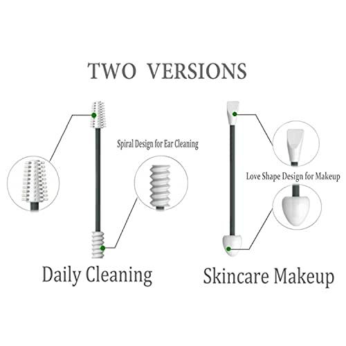 Uramoto Upgraded Reusable Cotton Swabs 4 Pcs, Uramoto Silicone Ear Swabs Rough Friction Cotton Swabs for Ears Cleaning, Love Shape Swabs for Cosmetic Makeup Beauty-Pink