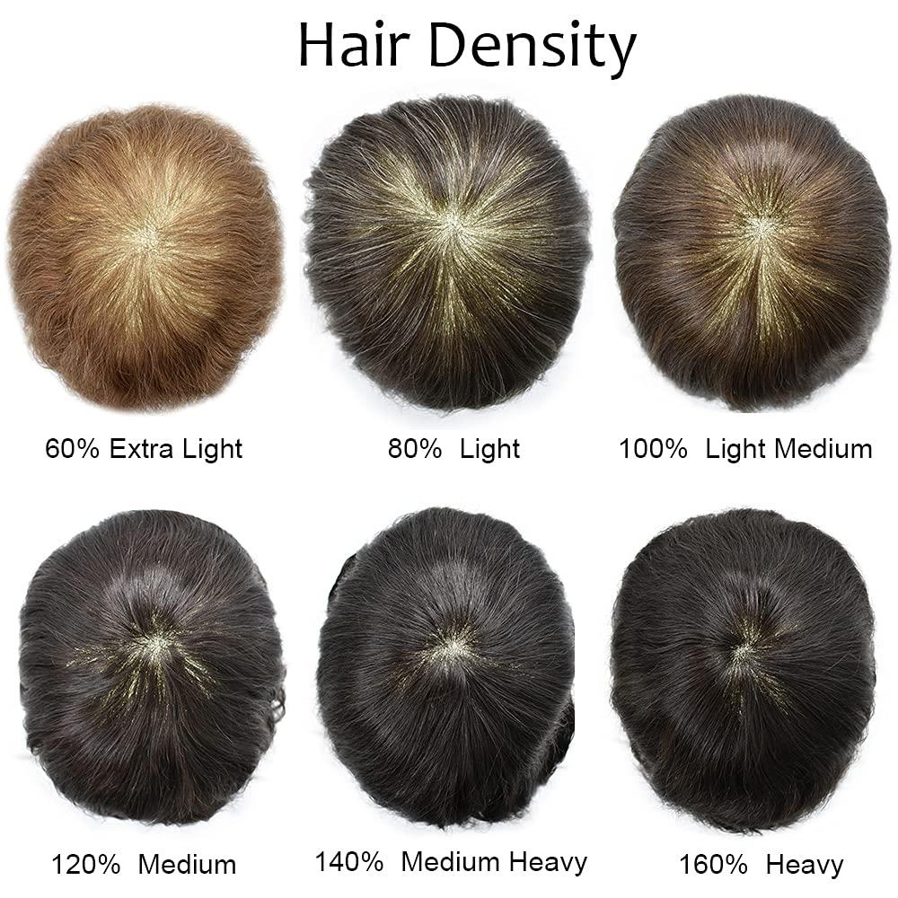 Top Beauty Mens Toupee Hair System For Men 0.06mm Super Thin Skin V-looped Mens Hair Replacement System Natural Hairline Toupee For Men Poly Skin8\"X10\"#230 Darkest Brown with 30% gray hair-90% Light density