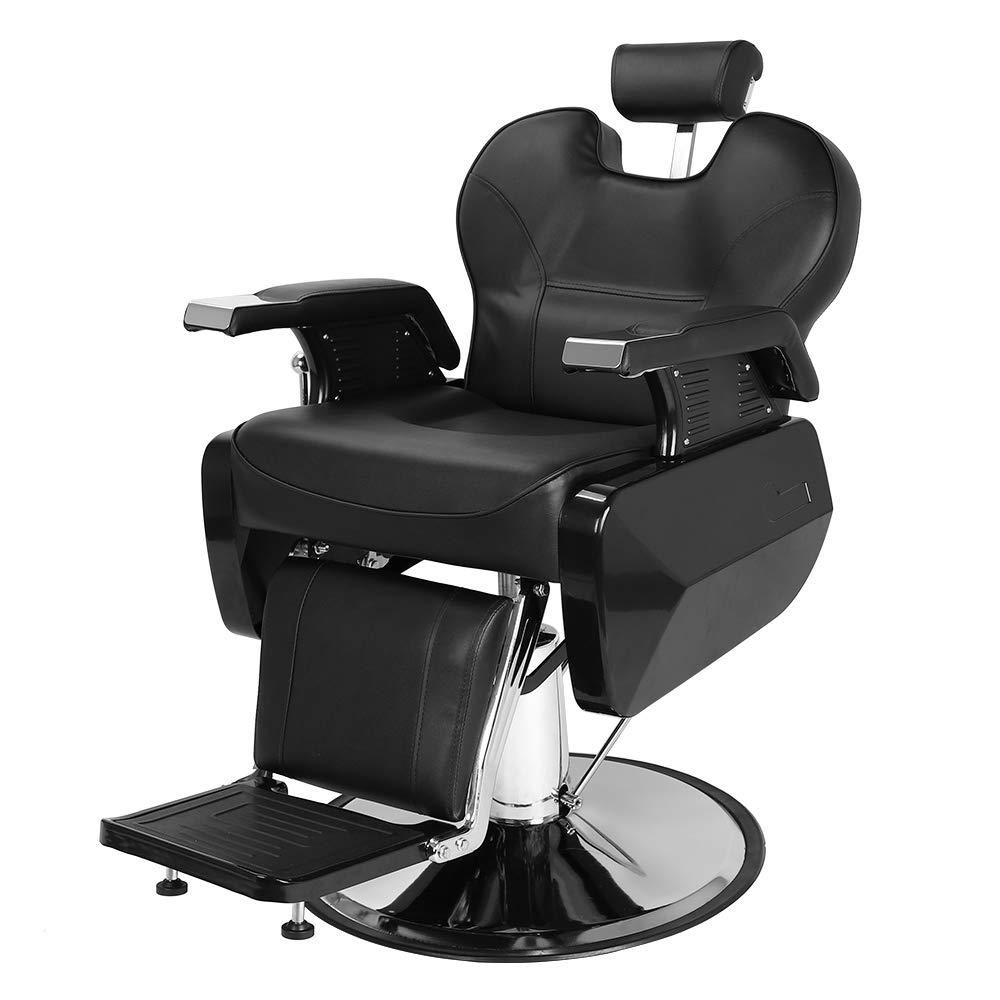 EITPETPORT Barber Chair Hydraulic Reclining Salon Chair, Heavy Duty Styling Hair Chair, 360 Degree Swivel, Height Adjustable, Removable Headrest Hair Chair for Barbershop All Purpose Hair Salon Equipment Black