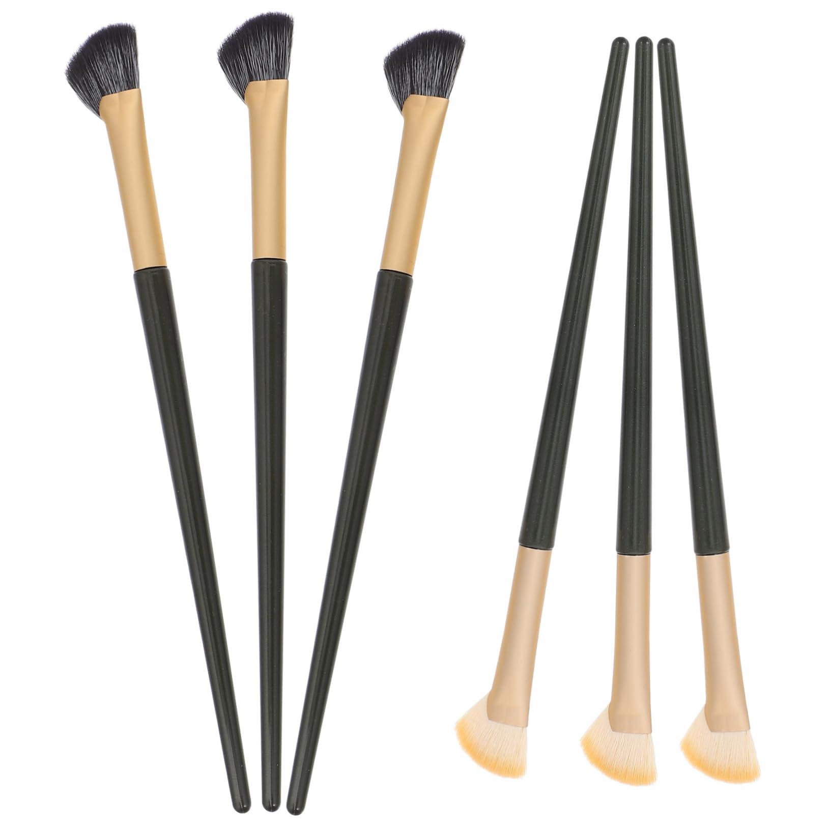 Beavorty Beavorty 6 Pcs Eye Brush Cosmetics Makeup Remover Scrubber Makeup Brush Holder Brow Gel Eyeliner Eyelash Curler Neutral Eyeshadow Palette Applicator Brush Lip Gloss Eye Shadow Brush Wood