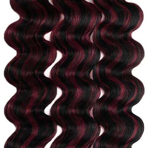 SUHKRPT 14 16 18 Inch P1B99J Bundles Highlight Body Wave Human Hiae Bundles Two Tone Black Mixed With 99J Burgundy Bundles Wine Red Body Wave Bundles Hair Extensions