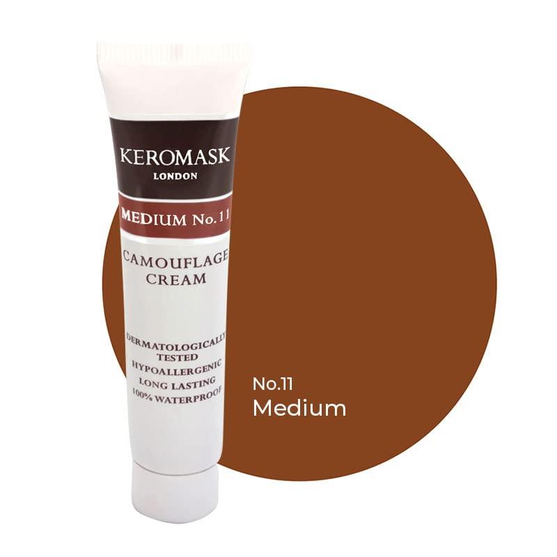 Keromask Keromask Full Coverage Concealer | Medium No 11 | Camouflage Makeup | Waterproof Concealer | Hypoallergenic | Vitiligo, Tattoo, Rosacea, Tattoo Cover |24 Shades