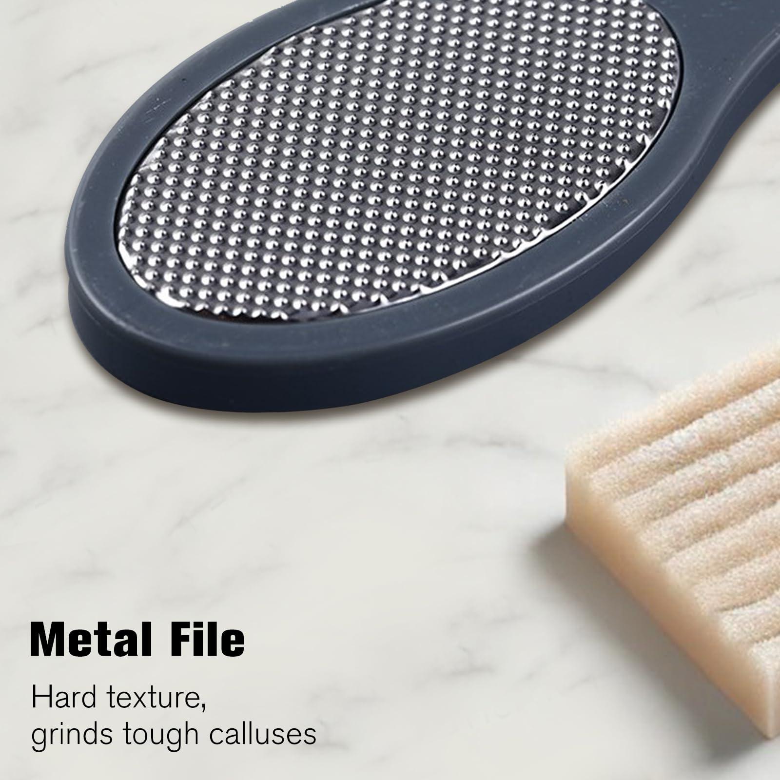 Jaasuee Grey Foot File Callus Remover - Versatile 4-in-1 Pedicure Tool Set with Foot Scrubber, Pumice Stone, Foot Rasp, and Sandpaper for Comprehensive Foot Care