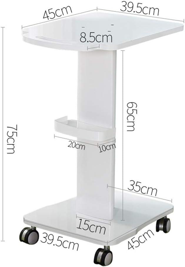 Katzowen Katzowen Utility Organizer Cart Wood Beauty Salon Trolley Roll-About Cart & Organizer, Hair Spa Equipment Styling Pedestal, Support 100kg, White