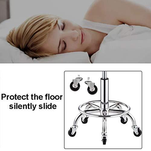 GXFC Shop Stool with casters, Load-Bearing 440 Ib,Heavy Duty Adjustable Height Stainless Steel Structure Work Shop Stool Round Cushion, Salon Rolling Stool Swivel Chair On 5 Wheels