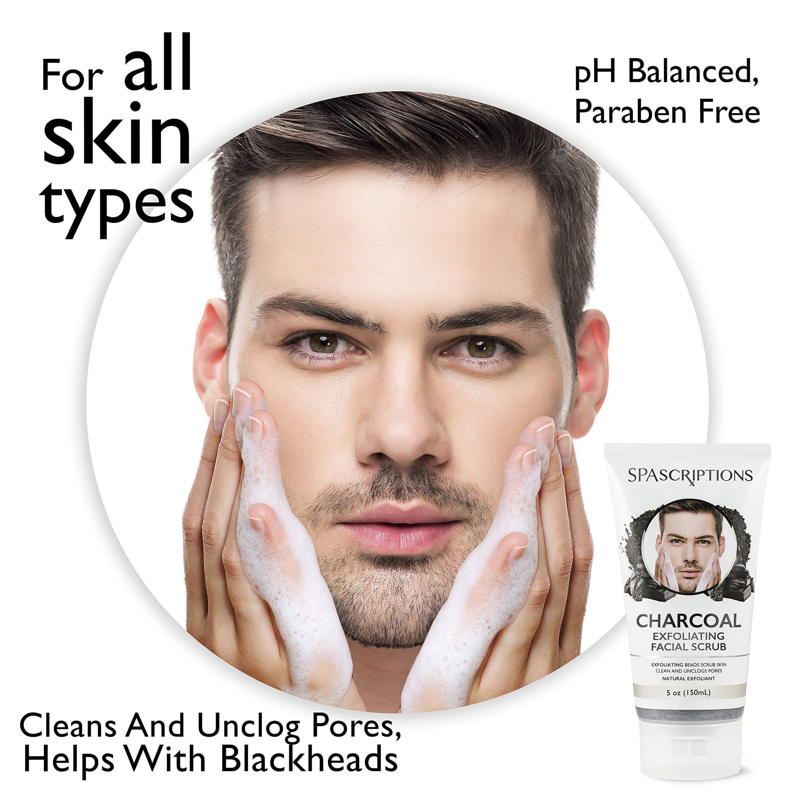 SpaScriptions Spascriptions Charcoal Facial Cleanser Exfoliating Facial Scrub Face Wash with Natural Exfoliant- 5 Oz