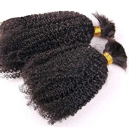 QIRUI Kinky Curly Bulk Hair For Braiding Human Hair 4B 4C Virgin Hair Bulk Micro Braids Weaving Extensions Human Hair No Weft Natural Black Bulk Braids No Attachment 100g/Bundle (16Inch Natural Color)