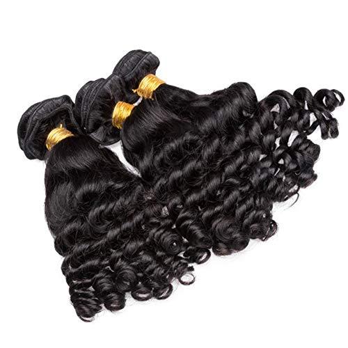 Generic Cloud Hair 9A Aunty Funmi Hair Spiral Curls Weave With Closure 4Pcs Lot Brazilian Human Hair Bouncy Curly Hair Weft With Closure (14 16 18+12 inch closure)