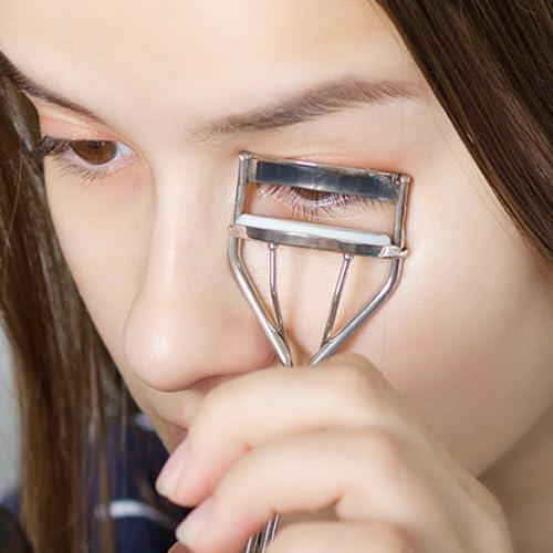 jeufond Jeufond 80 pcs Eyelash Curler Refills, Eyelash Curler Pads, Silicone Rubber Universal Eye lash Curler Replacement Refills with Clear Storage Box (White)