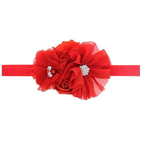 BBTDIN Red Flower Headband for Baby Girls Red Hair Band Bow Red Flower Bow Headwear SCRD01 (A1-Red)