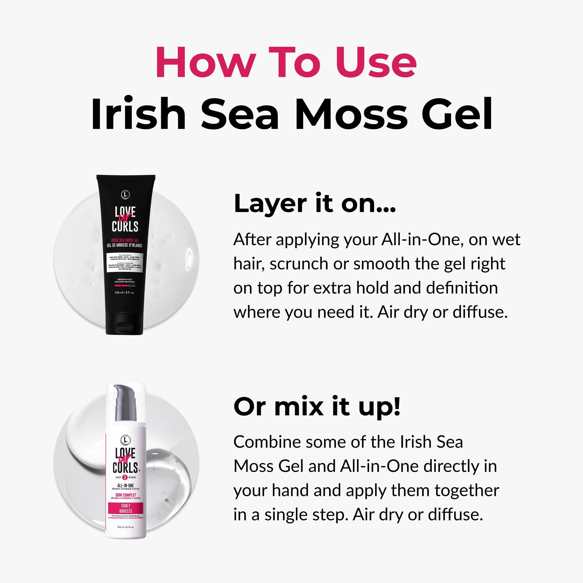 Love Ur Curls Love Ur Curls - LUS Irish Sea Moss Hair Gel, Medium Hold Hair Styling Curling Gel for Defined Curly Hair, Waves & Coils, Vegan, Cruelty Free, 236mL