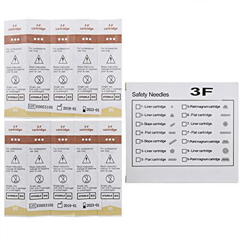 boermeize Cartridge Needles Tattoo Sterilized Flat Shader 3F/5F/7F 20pcs/lot Disposable Needles for Eyebrow Lip Eyeliner Permanent Makeup (3F)