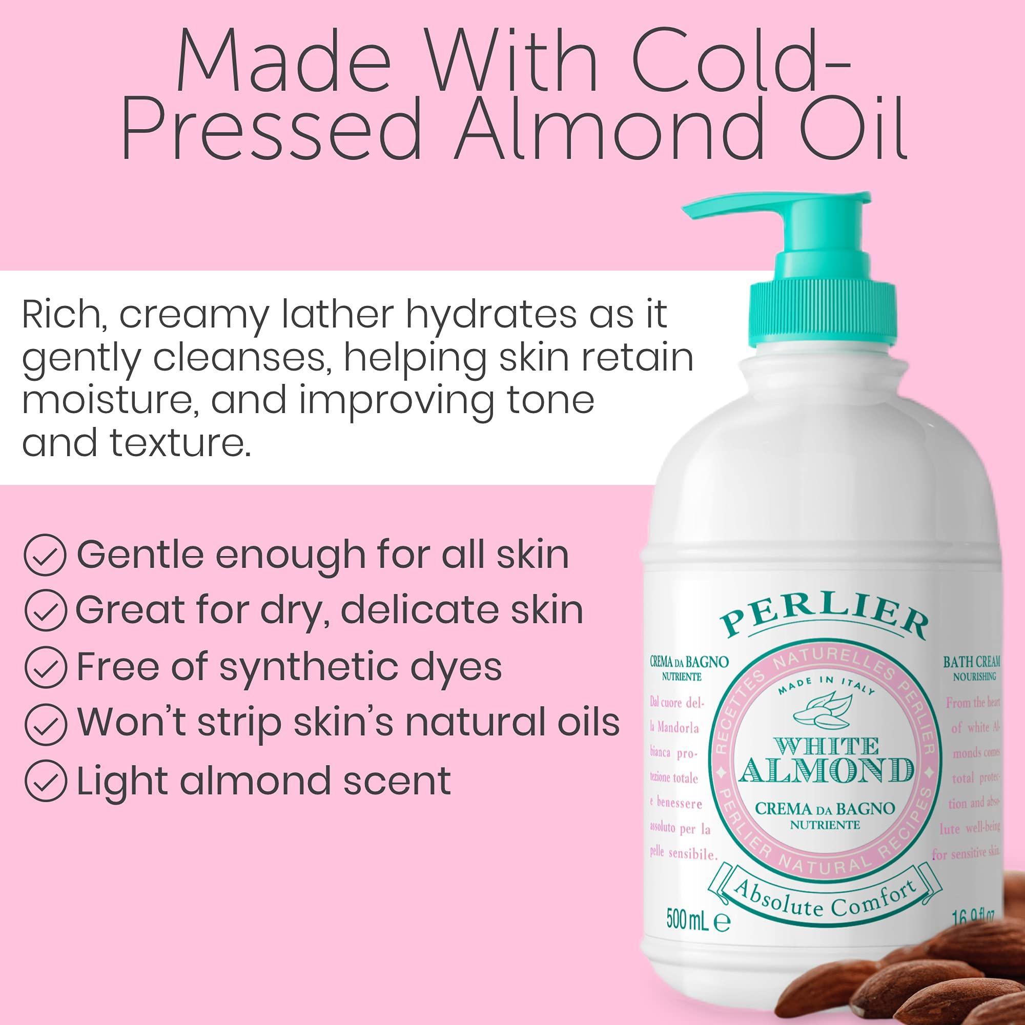 Perlier Perlier White Almond Shower & Bath Cream - Nourishing & Soothing Luxury Bath Cream Made with Almond Oil for Deep Moisturization and Hydration (16.9 Fluid Oz.)