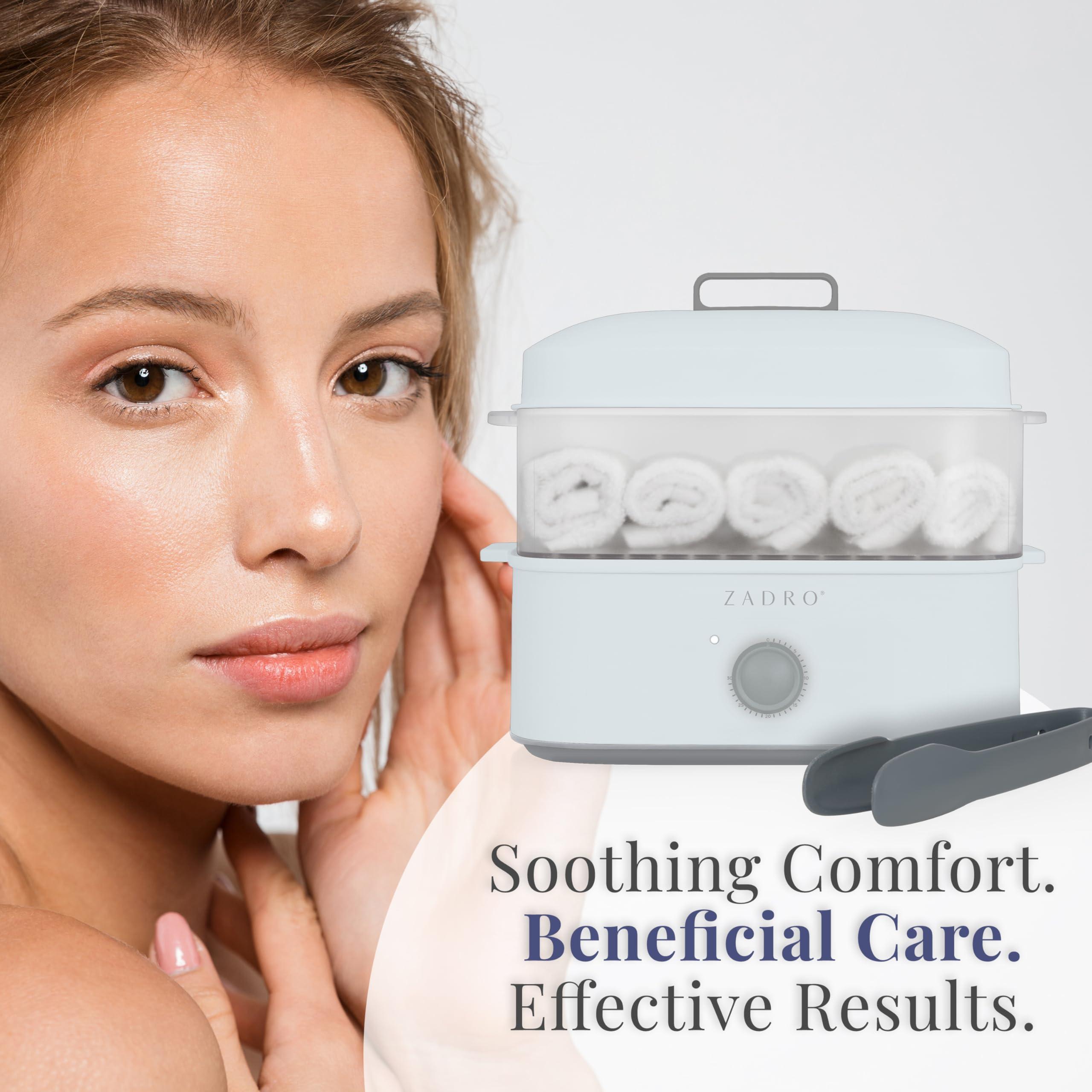 Zadro Zadro Towel Steamer with Tongs, 850W Heater, 8L Tray, 1.7L Tank, 30-min Timer for Facials, Manicures, Pedicures, Shaving (13"x12", 120V/850W, 8L, Tan/Gray)