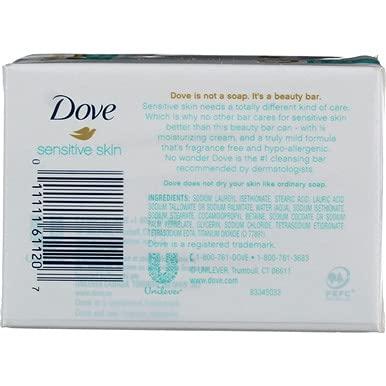 Dove Dove Sensitive Skin Beauty Bar Soap, Unscented, 4 oz, 2 Ct (2 Pack) (Bundle)