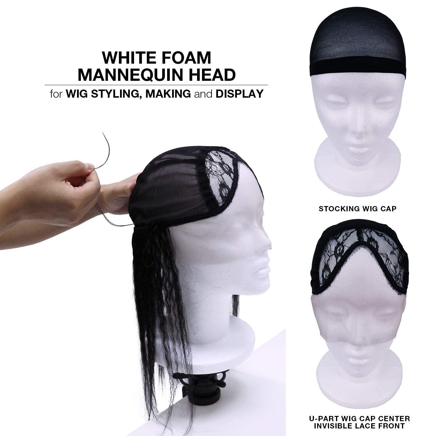 STUDIO LIMITED STUDIO LIMITED 11.4-Inch Styrofoam Mannequin Head (6 Pack) - White Foam Wig Stand for Wigs, Hats, Masks, Hairpieces, Arts, Crafts, DIY Projects, Salon Display
