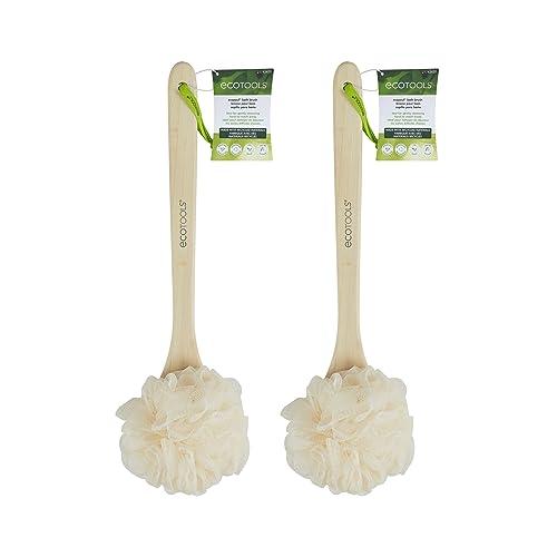 EcoTools EcoTools EcoPouf Bath Brush, Loofah Brush for Bath & Shower, Made with Long Handle & Recycled, Soft Netting for Gentle Exfoliation, Back Brush for Men & Women, Eco-Friendly & Cruelty-Free, 2 Count