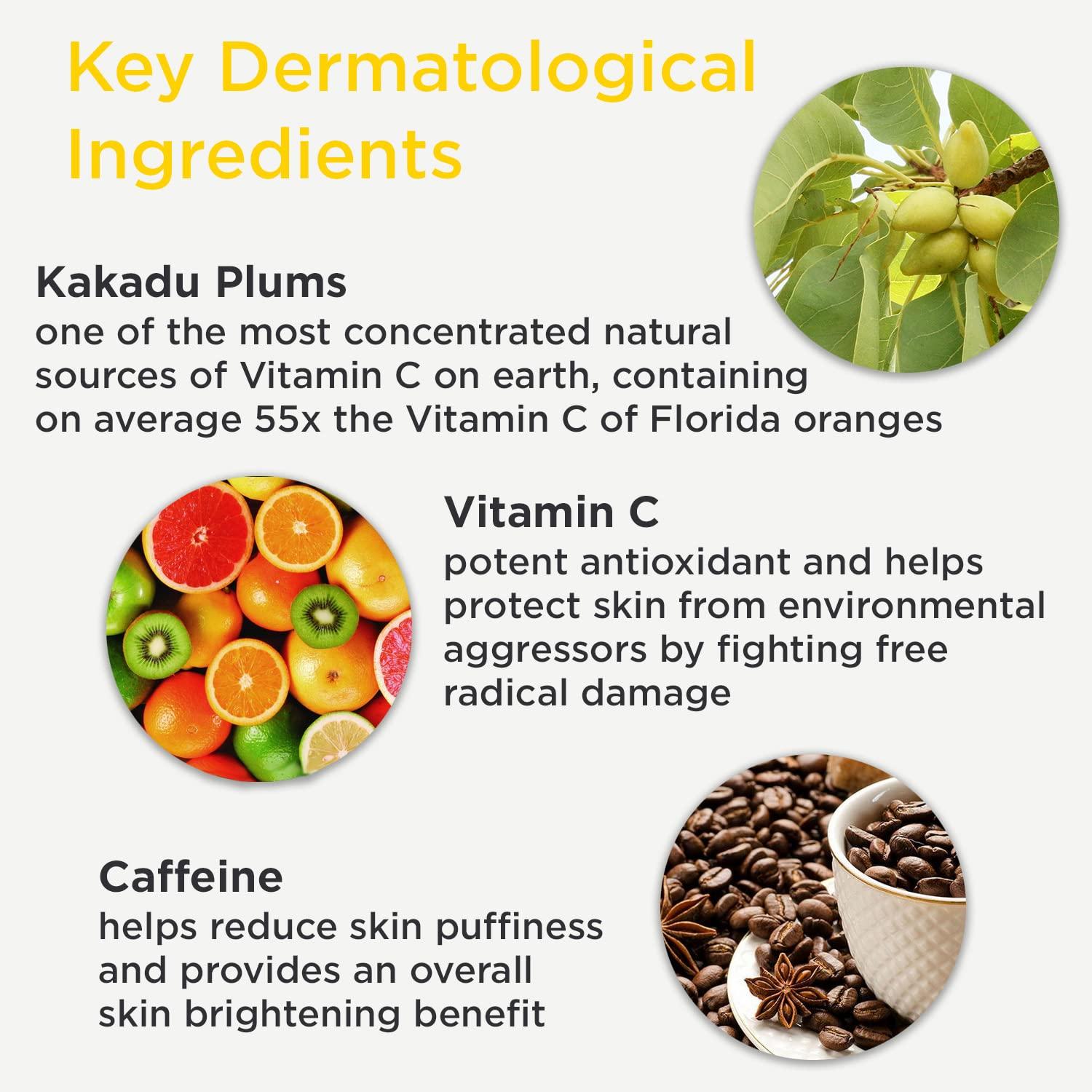 DERMAdoctor DERMAdoctor Kakadu C Dermatologist Formulated Eye Souffle, Vitamin C and Caffeine Eye Cream. Dark Circles Under Eye Treatment and Under Eye Brightener - 0.5 fl oz