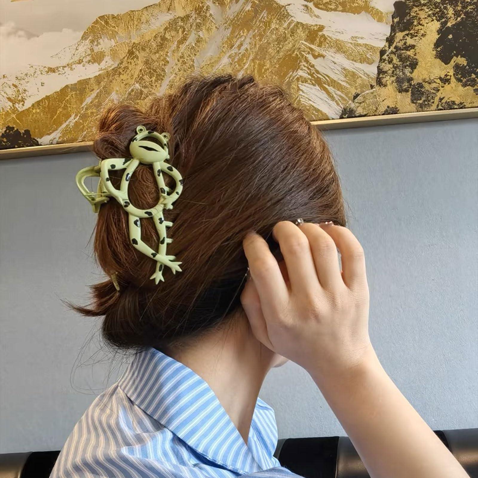 mikidoo mikidoo Cartoon Metal Hair Claw Clips Funny Frogs Hair Catch Barrette Large Hair Clips Strong Hold Hair Accessories