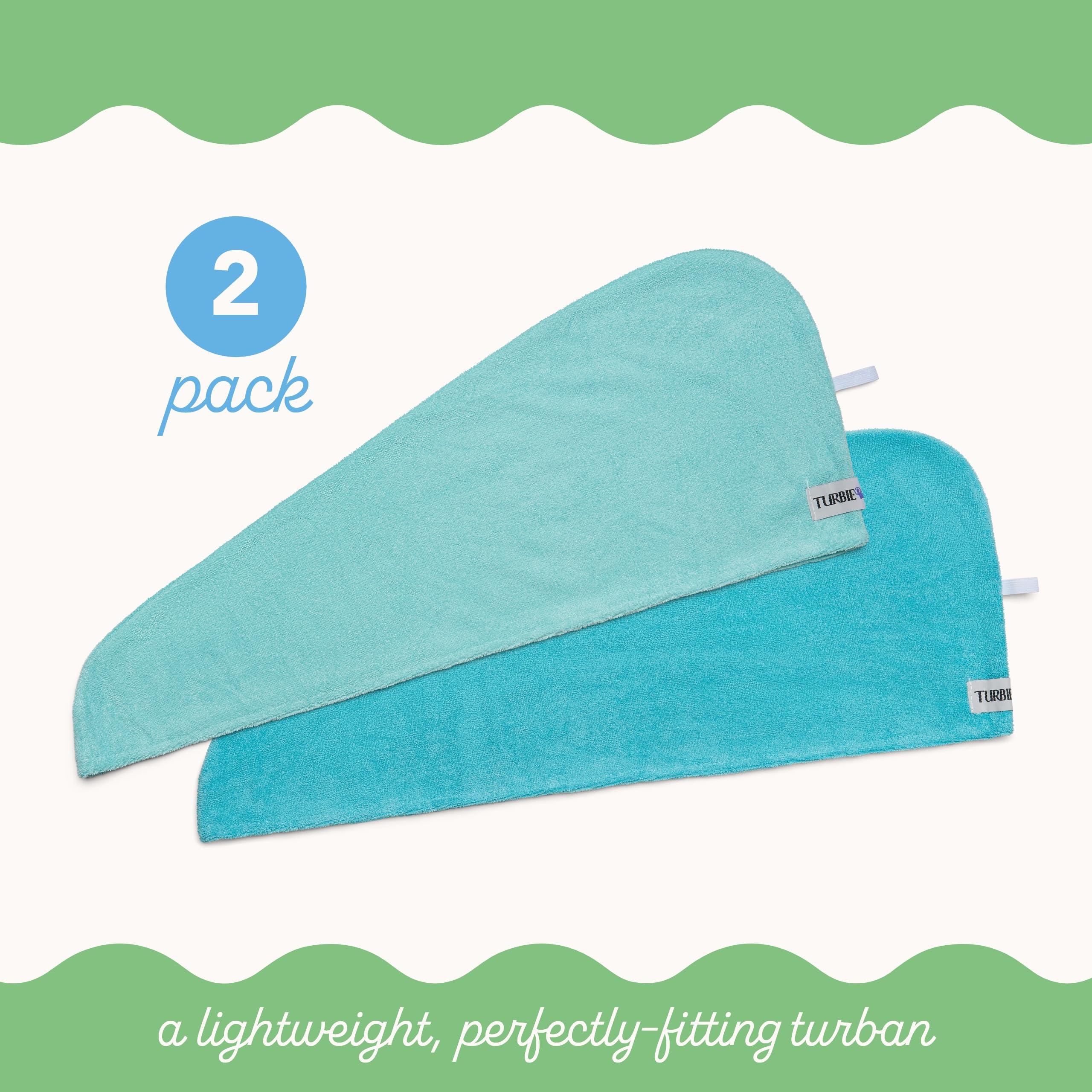 Turbie Twist Turbie Twist 2-Pack Microfiber Hair Towel for Beauty, Travel, Gifting - Wrap Turban for Straight, Wavy & Curly Hair - Premium Personal Care - Dark Aqua & Light Aqua