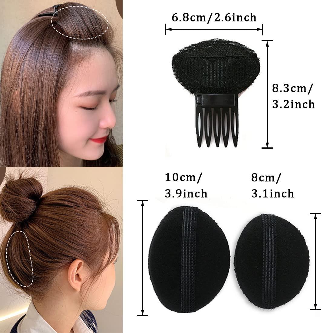 vipolish 8 PCS Black Hair Bump It Up Inserts Set for Women - Sponge Bases, Combs, Clips, and Extensions Accessories for Heightening Hairstyles