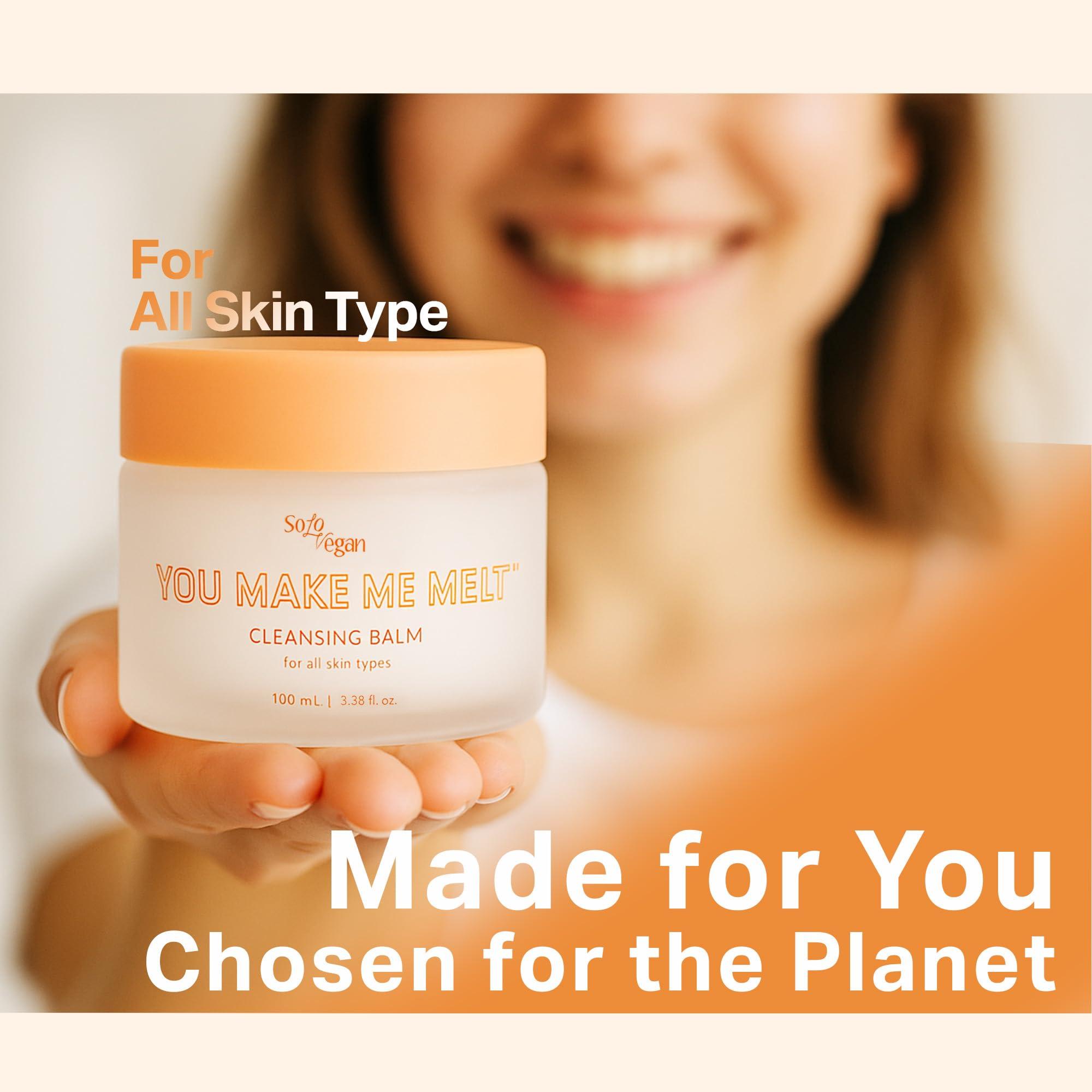 SoloVegan SoloVegan You Make Me Melt Cleansing Balm Make Up Remover 100ml Eye Makeup Remover Korean Skincare Cleanser Makeup Remover Balm I K-beauty I Vegan