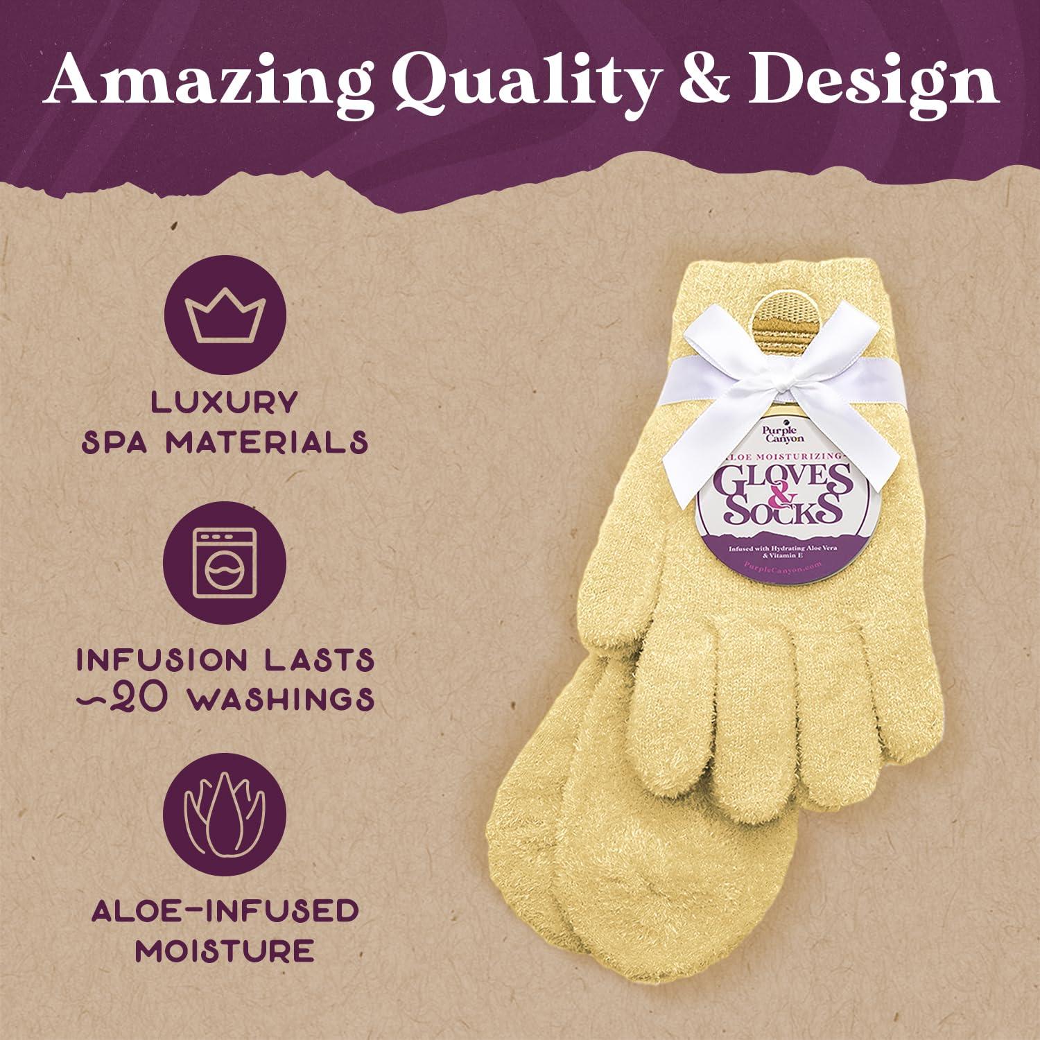 PURPLE CANYON Purple Canyon Moisturizing Socks and Gloves Set | Yellow Fuzzy Socks and Gloves with Aloe and Vitamin E for Women | Women\'s Gifts for Self-Care