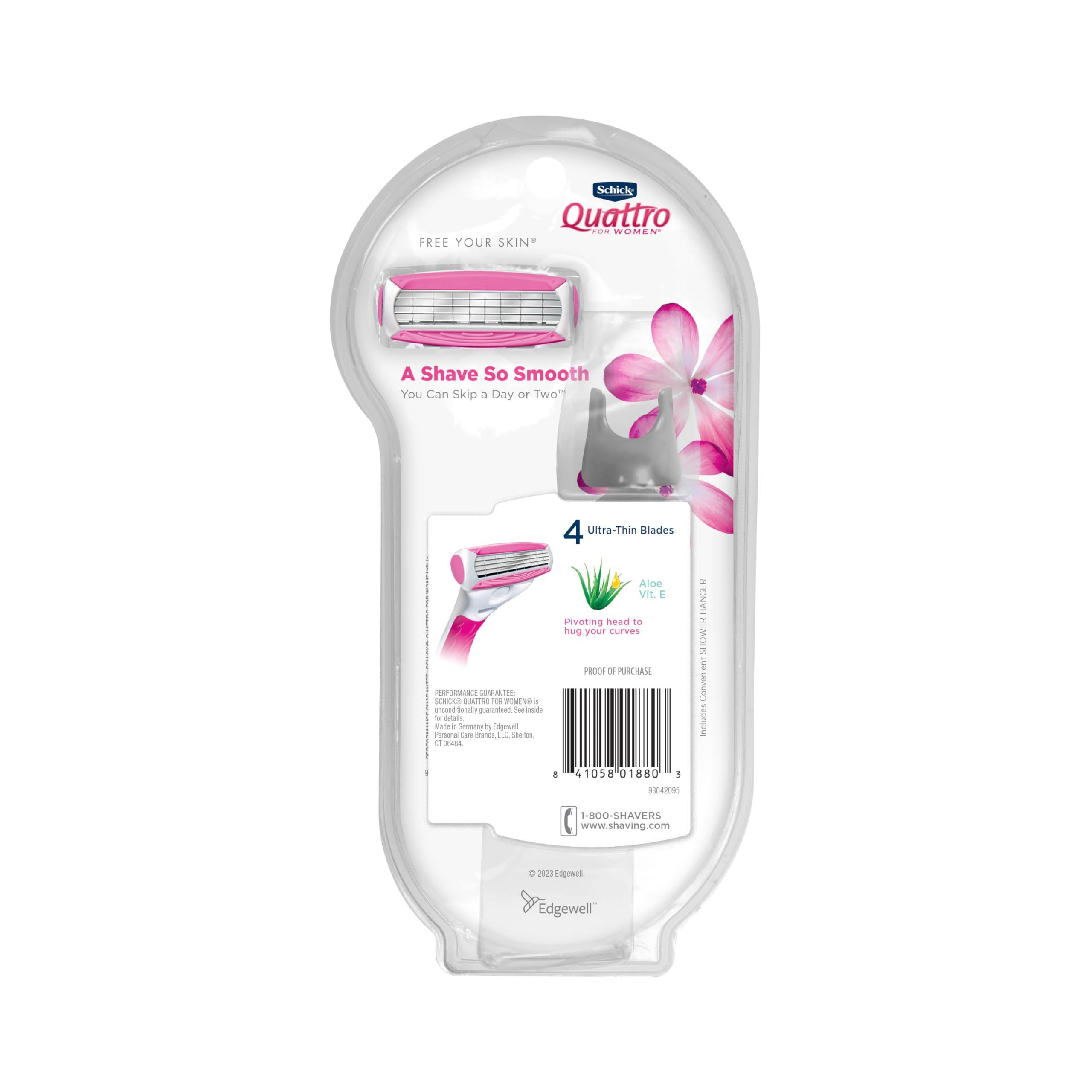 Schick Hydro Silk Schick Quattro For Women, Womens Razor Value Pack, Including 1 Razor Handle and 5 Razor Refills (Pack of 2)