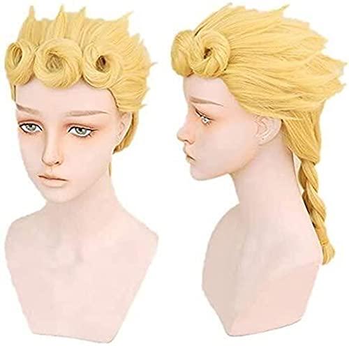 Koswiggle Koswiggle Giorno Giovanna Wig Anime JoJo's Bizarre Adventure Giorno Giovanna Cosplay Wig GIOGIO Golden Styled Heat Resistant Synthetic Hair Wigs + Wig Cap