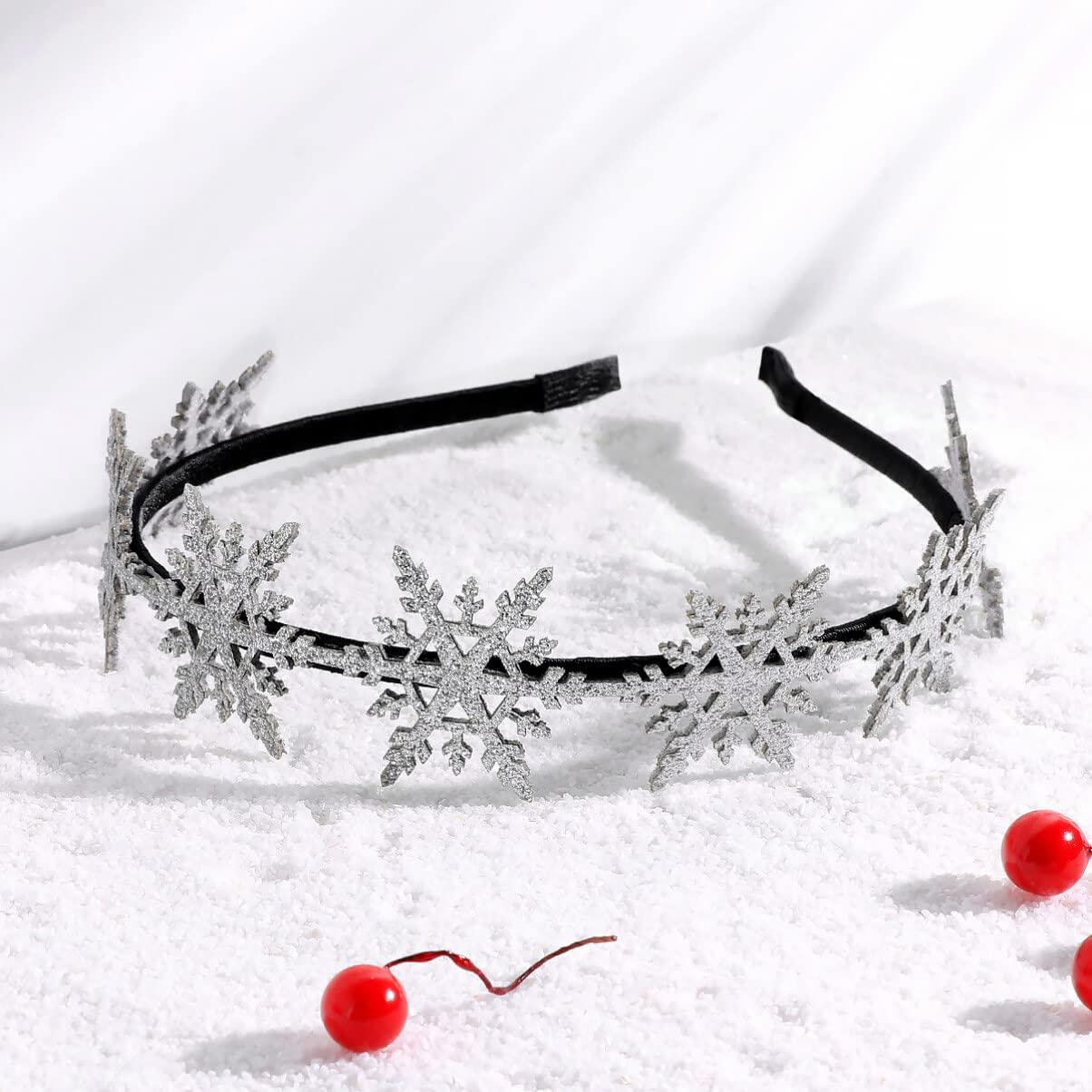 Lurrose Christmas Headbands for Women Snowflake Hairband Snowflake Tiara Hair Hoop Headpiece Accessories Holiday Party Favors Gifts