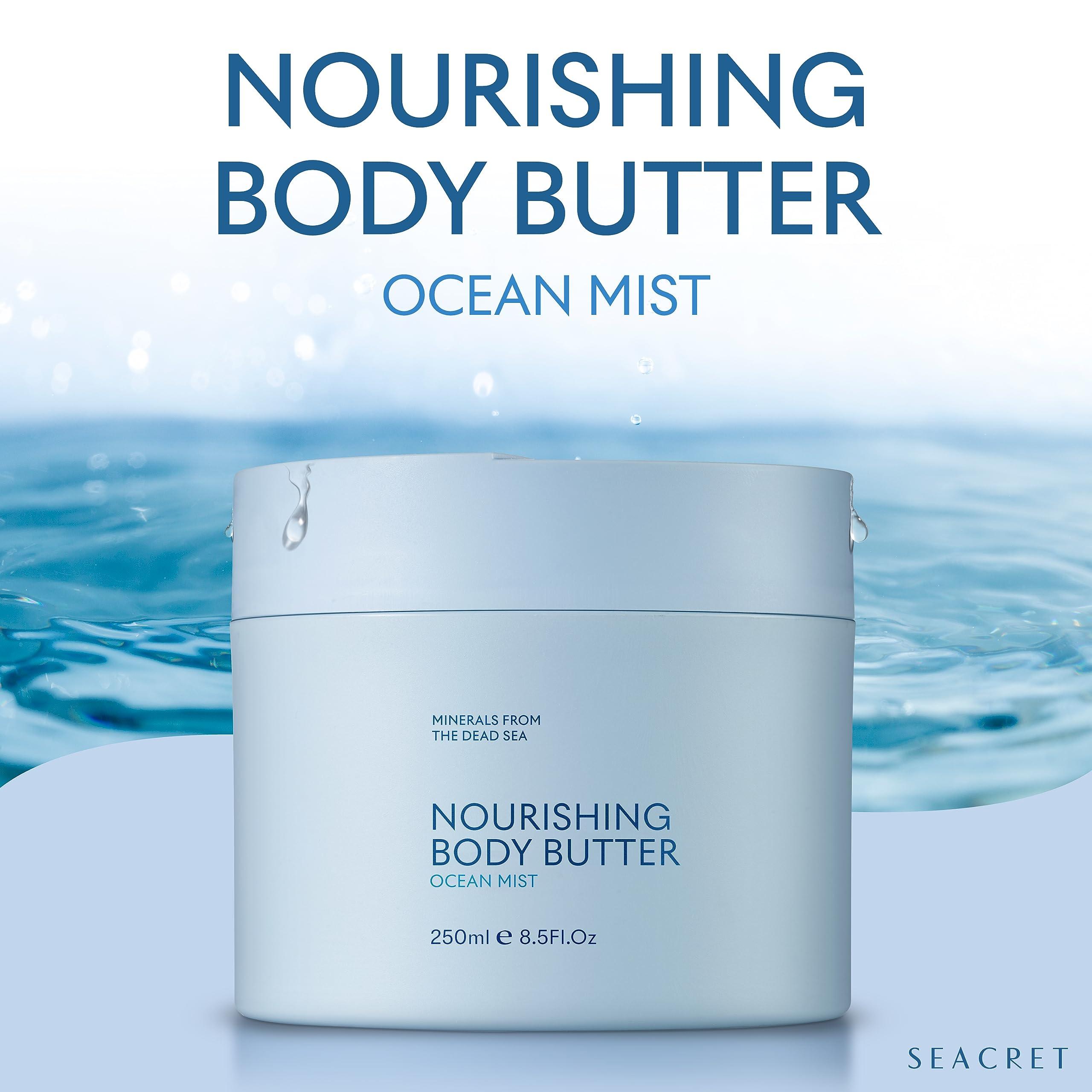SEACRET SEACRET OCEAN MIST BODY BUTTER: Hydrating Body Moisturizer Cream with Shea and Cocoa Butter, Vitamins E & C, and Dead Sea Minerals for All Skin Types, 8.5 FL. OZ, Ocean Mist