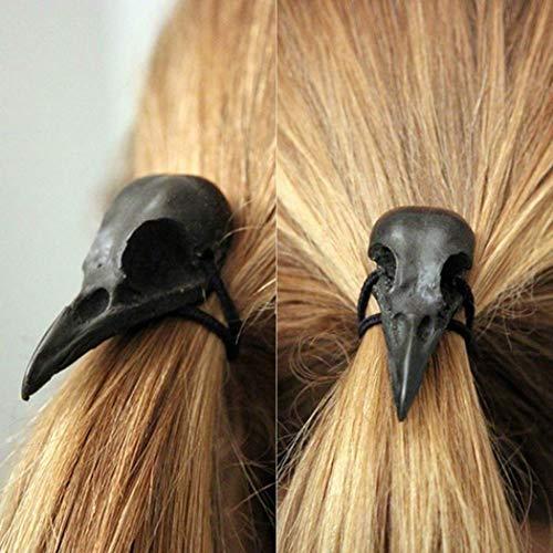 Hometu Hometu Halloween Bird Skull Hair Band Stylish Plague Doctor Crow Raven Punk Elastic Hair Accessories Gold 1PC
