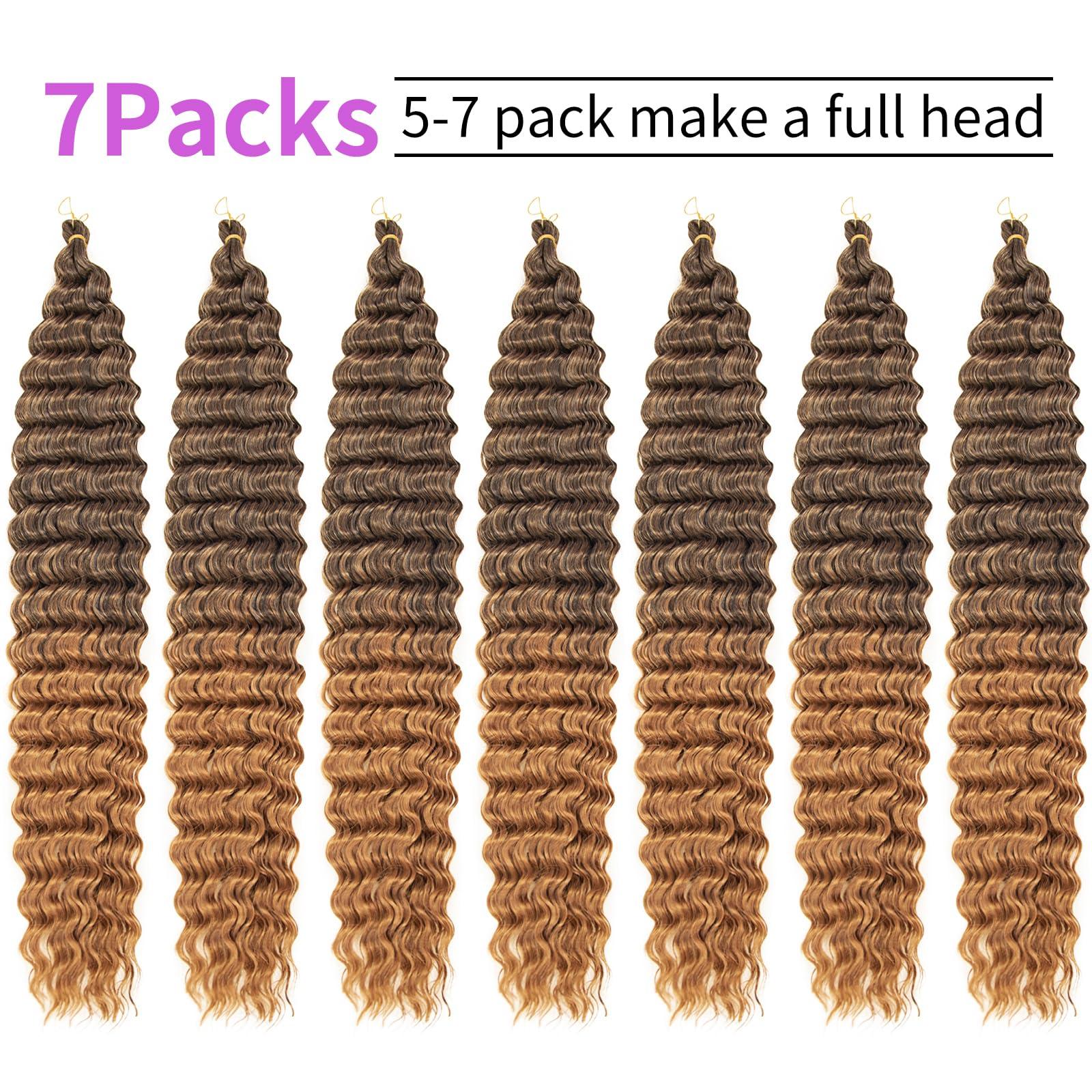 QRHSUKA QRHSUKA Ocean Wave Crochet Hair 30 Inch 7 Packs Deep Wave Braiding Hair Curly Crochet Hair for Black Women Bohemian Twist Crochet Braid (30 Inch (Pack of 7), T1B/30)