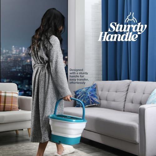 Medical king Foot Spa With Heat And Massage Electric Rotary Massage Includes A Remote Control A Pumice Stone Collapsible Foot Spa With Heat And Massage Bubbles and Vibration 24 Motorized Shiatsu Massage Balls