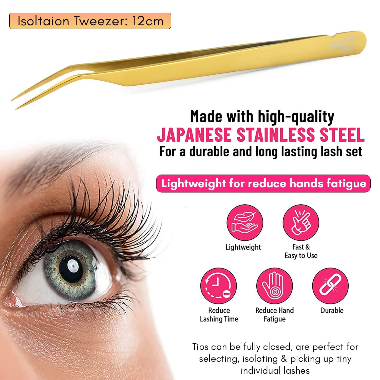 Cross Edge Corporation My Lash Tools New Isolation Lash Tweezers For Eyelash Extensions Best for Individual Isolation & Classic Lashes Japanese Stainless Steel Lightweight Precision Lashing Twisers (Gold)