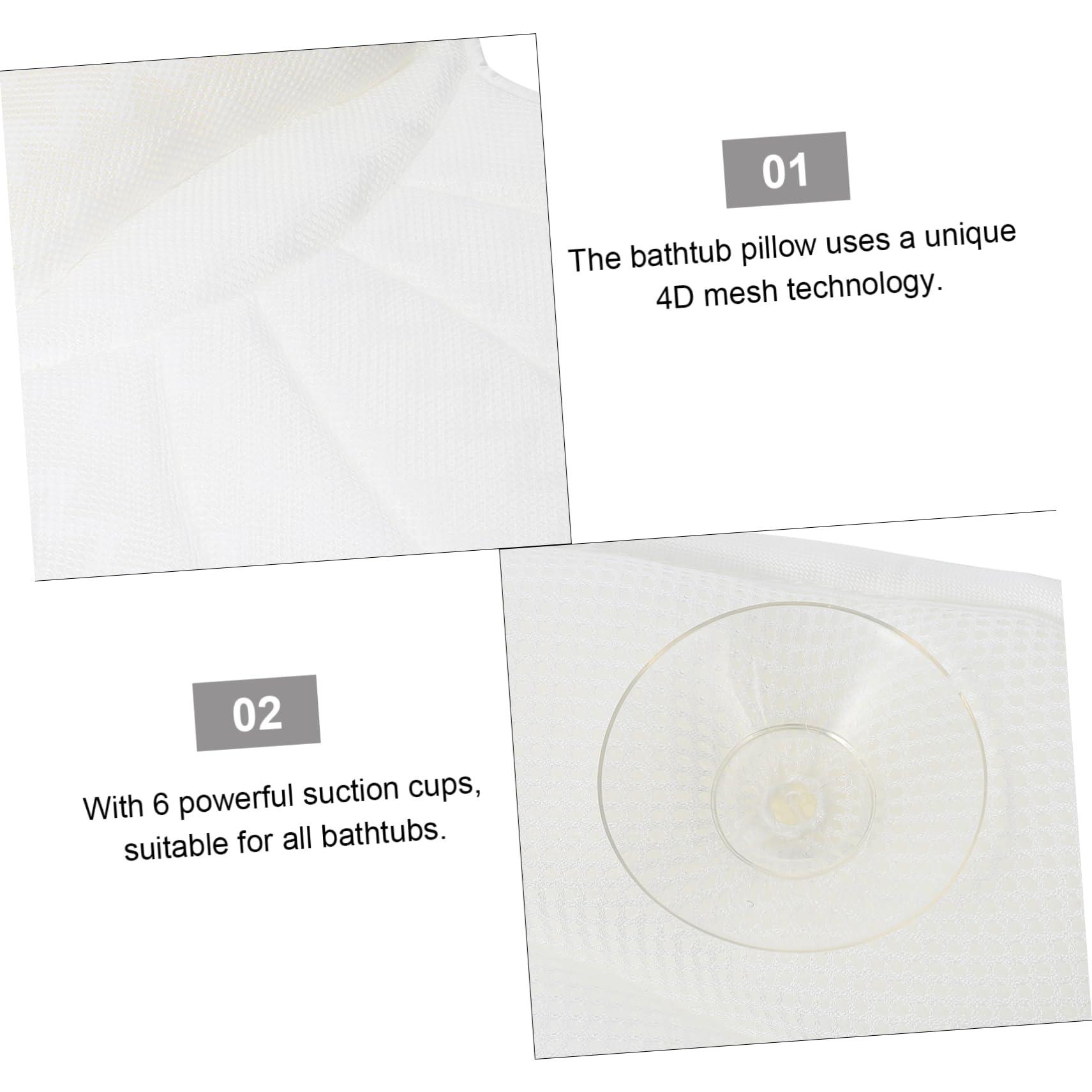 Healeved Healeved 1pc 3D Bathtub Pillow Bath Spa Bath Headrest Pillow Shower Neck Pillows Bath Head Cushion Relaxing Spa Suction Bathtub Pillow Fishtail 100% Polyester Fiber Bath Products White, 40X36CM