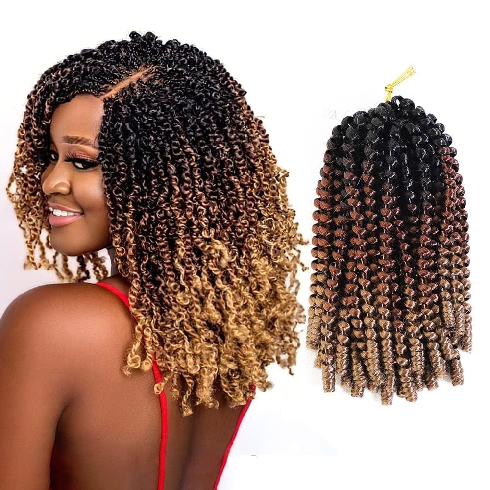 ROKTRESS Spring Twist Hair Spring Twist Crochet Hair Spring Twist Braiding Hair 6 Packs 90strands For Passion Twist Butterfly Locs Crochet Braids Hair Synthetic Braiding Hair Extensions (12inches, T1B/30/27)