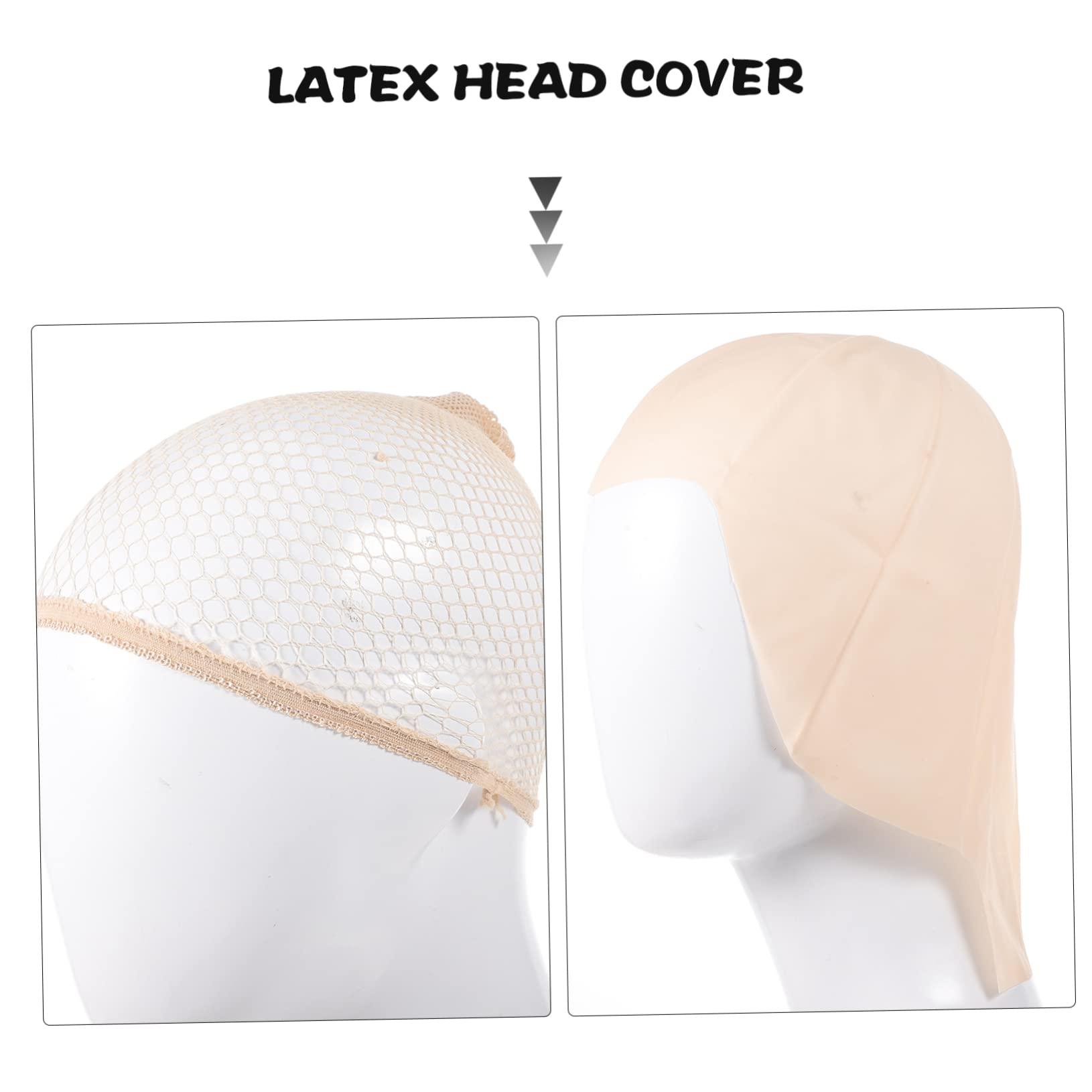 LALAFINA 2 Sets Latex Bald Cover Cosplay Bald Head Cover Adults Bald Head Cover Halloween Bald Head Cover Cosplay Costume Bald Prop Funny Bald Head Cover Latex Bald Head Cover Bald Caps