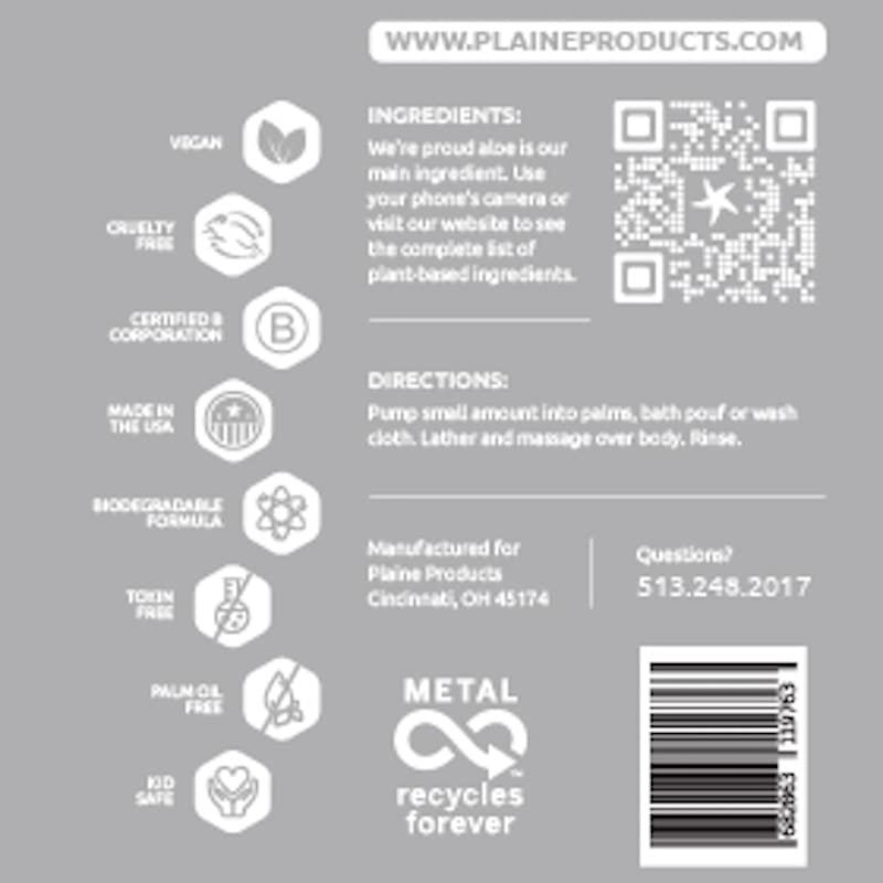 Plaine Products Plaine Products Refillable Unscented Body Wash, 16 oz (Refill (without pump))