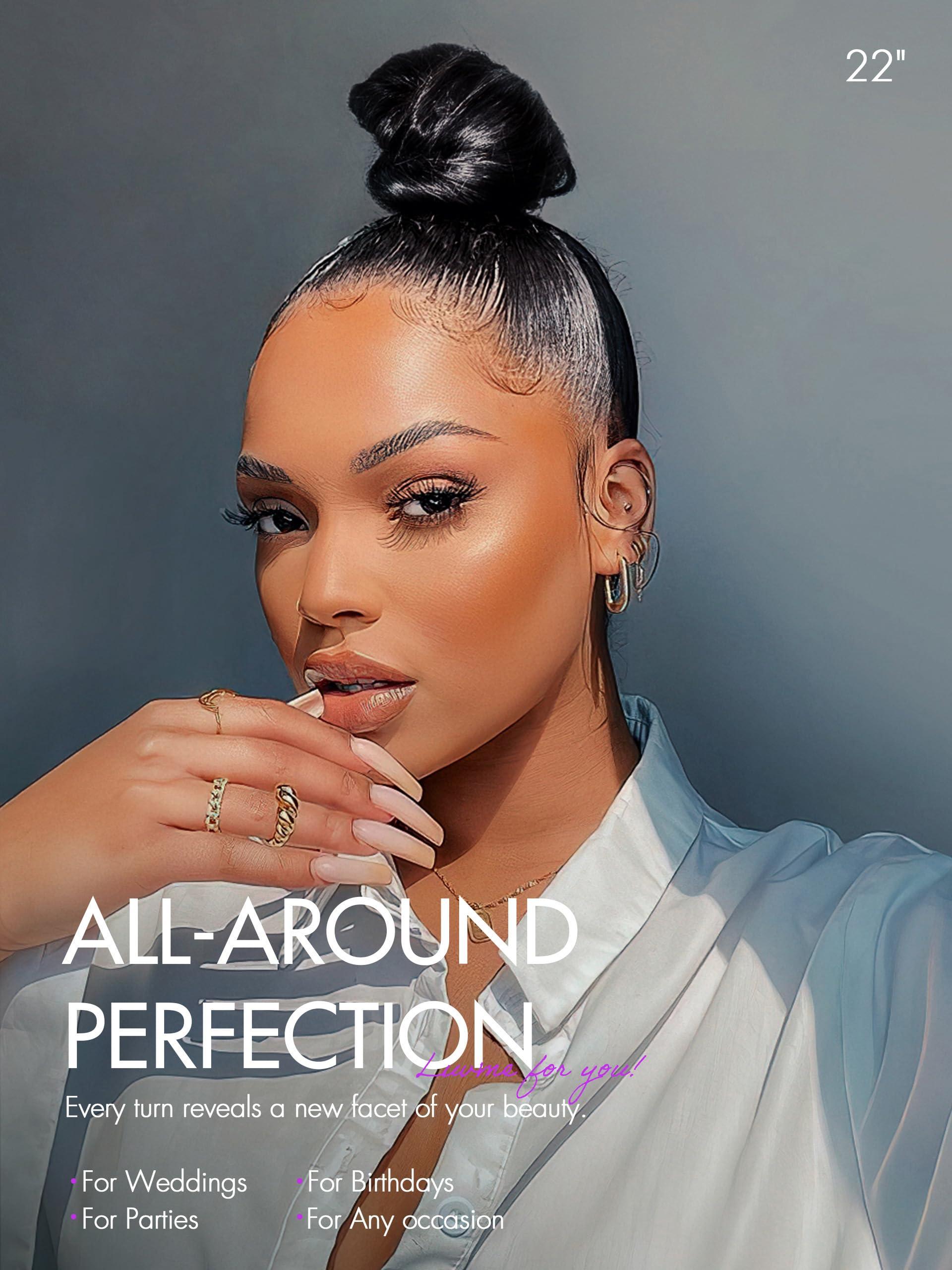 LUVME HAIR LUVME HAIR 22\'\' Straight 360 Full Lace Wig Lace Front Wigs Human Hair 360 Lace Frontal Glueless Human Hair Wig Pre Plucked Long Straight Black Wig For Women