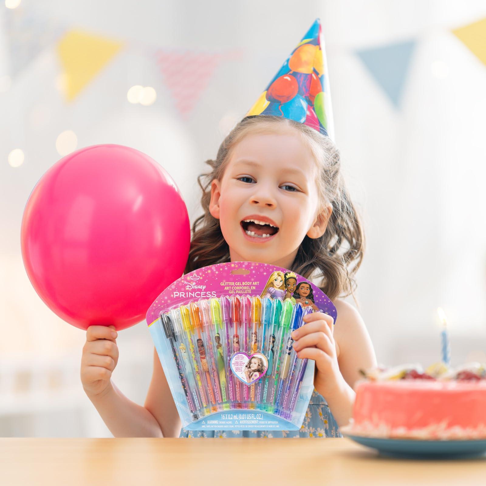 Townley Girl Disney Princess 16 Piece Glitter Pen Body Art Set, Glittery and Bright Colors, Ages 3+, by Townley Girl