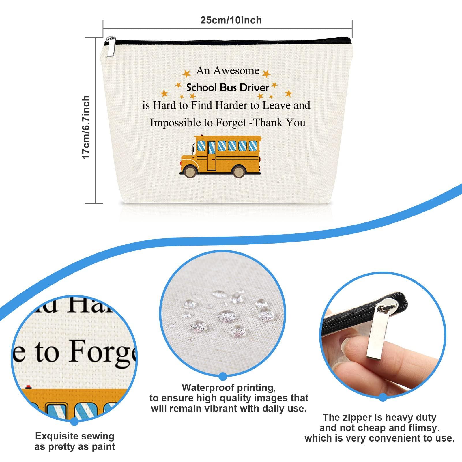 Mikela School Bus Driver Appreciation Gifts Bus Driver Makeup Bag Gifts For Women Thank You Gift for Bus Driver Cosmetic Bag School Bus Driver Christmas Retirement Gift Back to School End Of Term School Gift