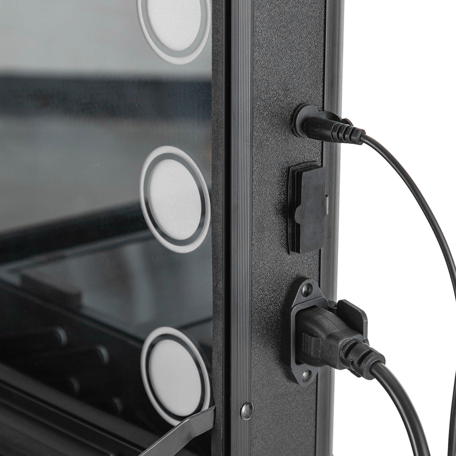 Blisiour Aluminum Trolley Makeup Train Case with 8 Led Light & Stands Rolling Cosmetic Organizer Studio with Mirror & Removable Universal Wheels & Main Case and 4 Compartments (Black)