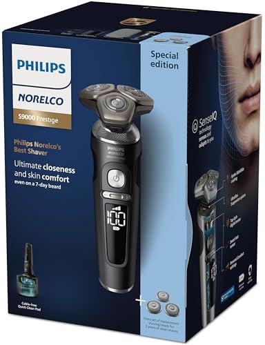 Philips Norelco Philips Norelco Shaver Series 9000 Prestige, Wet and Dry Electric Shaver, Lift & Cut Shaving System, SenseIQ Technology, Precision Trimmer, Cleaning Pod, Premium Pouch, Black Matte, Model SP9840/90